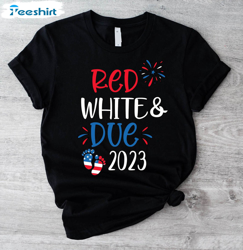 Red White And Due Funny 4th Of July Maternity Shirt