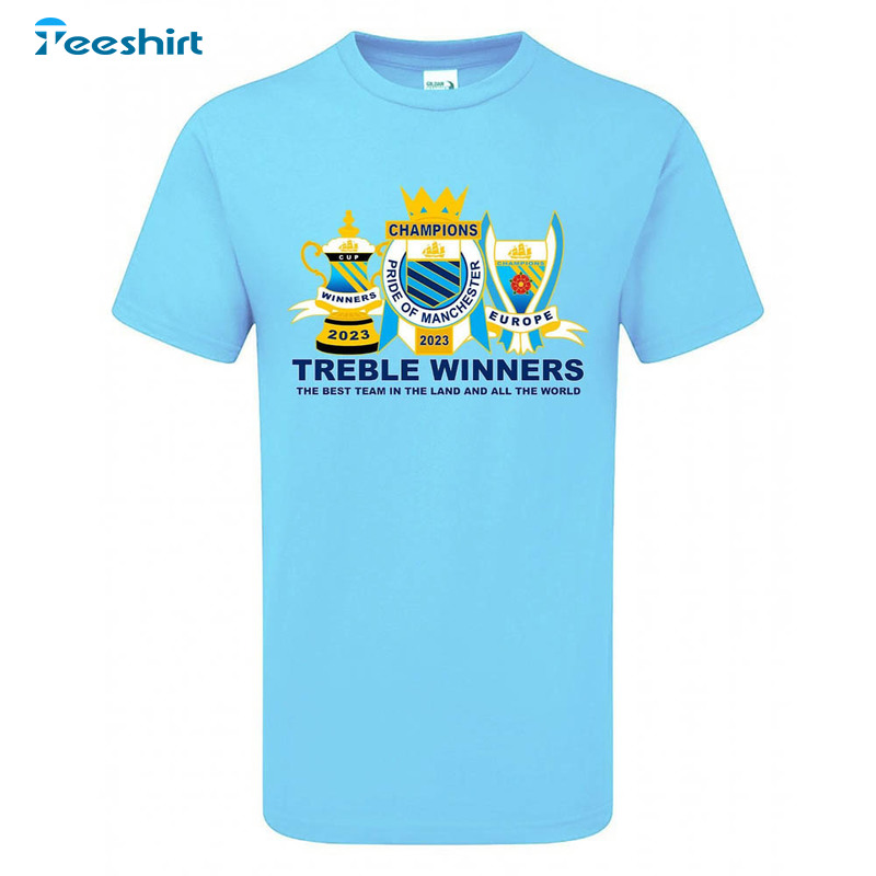Treble Manchester City Trophies 2023 Winners Vintage Shirt