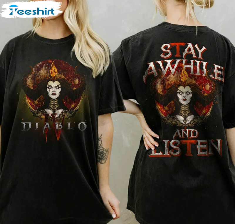 Vintage Diablo 4 Stay Awhile And Listen Shirt