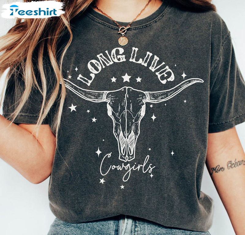 Long Live Cowgirl Bull Skull Shirt, Country Concert Unisex Hoodie Crewneck