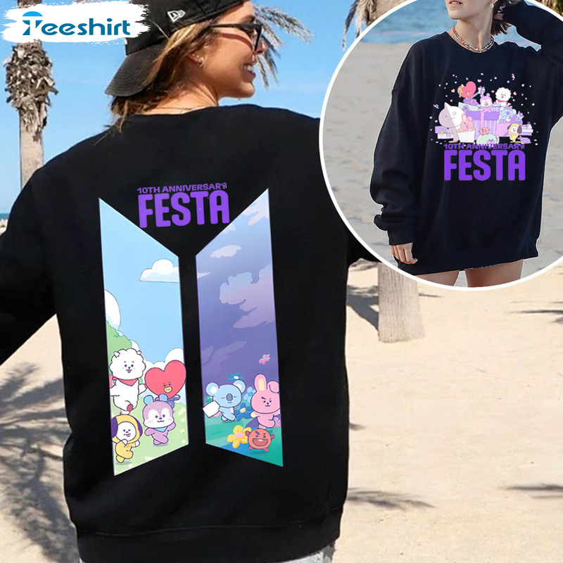 Bts 10th Anniversary Vintage Shirt, Bts Festa Tour 2023 Unisex T