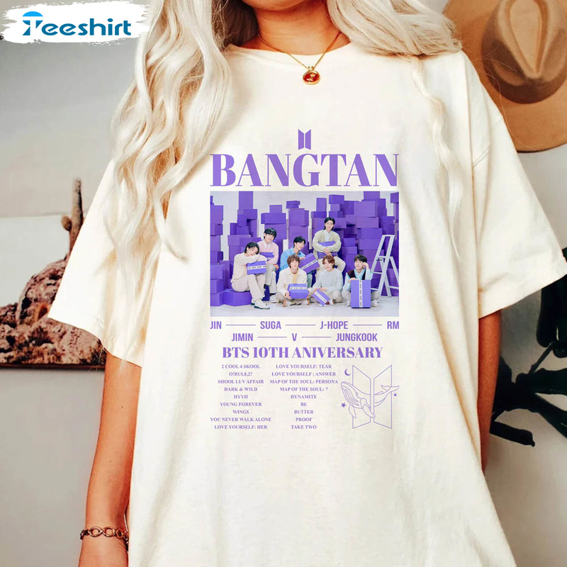 Bangtan Bts 10th Anniversary Shirt, Take Two Groovy Long Sleeve Crewneck