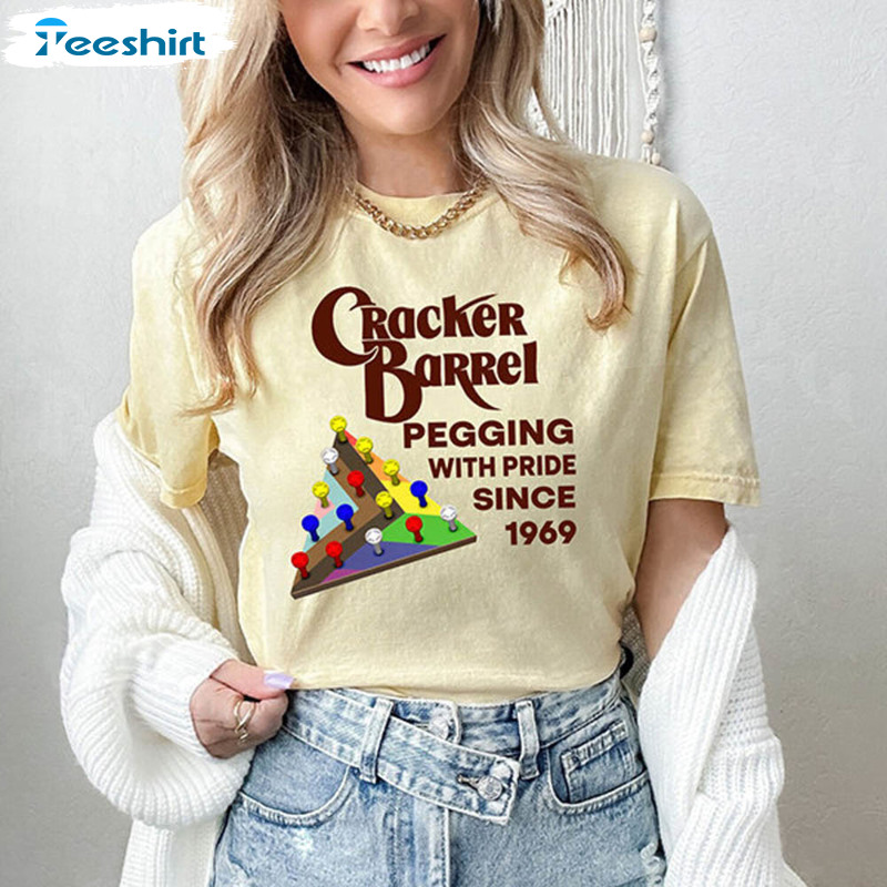 Pegging With Pride Cracker Barrel Vintage Shirt, Lgbt Month Long Sleeve Unisex Hoodie