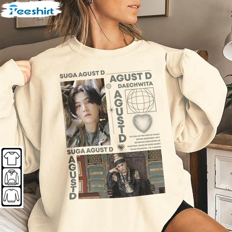 Suga Agust D Shirt, Kpop Album Music Crewneck Unisex Hoodie