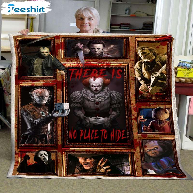 Horror Movies Halloween Blanket, No Place To Hide Throw Blanket For Couch Bed Sofa Decoration