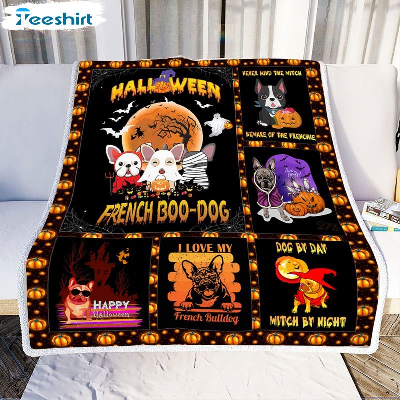 Bulldog Devil Zombie Blanket, Halloween French Boo Dog Fuzzy Warm Throws For Winter Bedding 50''x60''