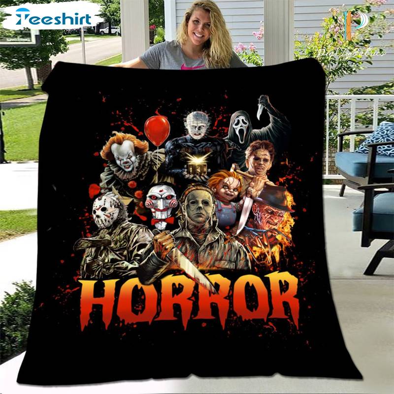 Halloween Scary Movie Blanket, Horror Movie Characters Throw Blanket For Couch Bed Sofa Decoration