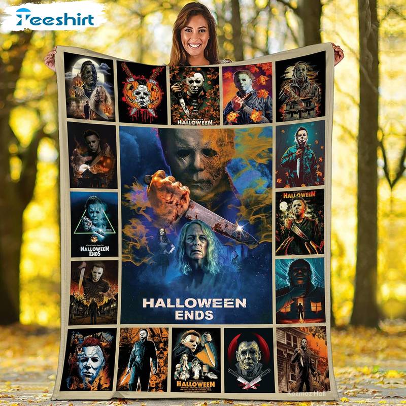 Halloween Ends Fleece Blanket, Horror Movie Warm Cozy Fuzzy Throw Blanket For Bed And Couch