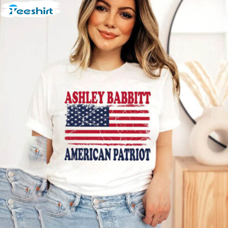 Memorial Ashli Babbitt Shirt, Us Flag Crewneck Short Sleeve