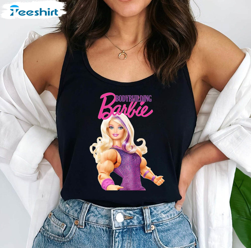 Bodybuilding Barbie Shirt, Barbie Workout Long Sleeve Tee Tops