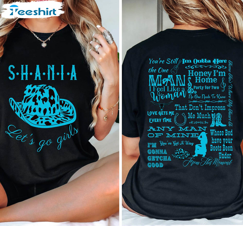 Neon Blue Shania Twain Concert Shirt, Shania Twain Tracklist Crewneck Unisex Hoodie