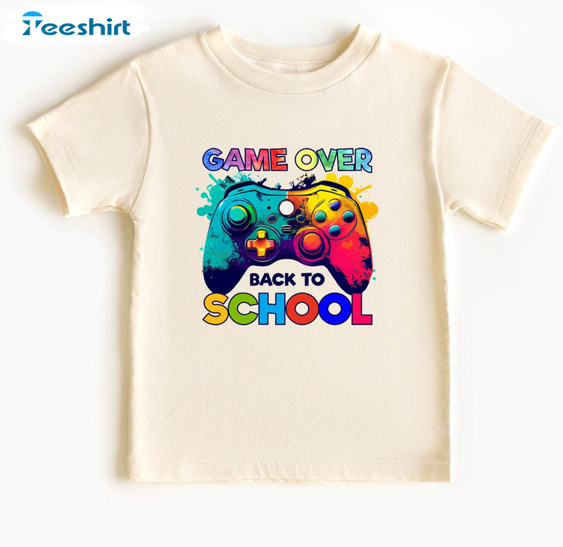 Game Over Back To School Colorful Shirt, Gaming School Crewneck Sweatshirt