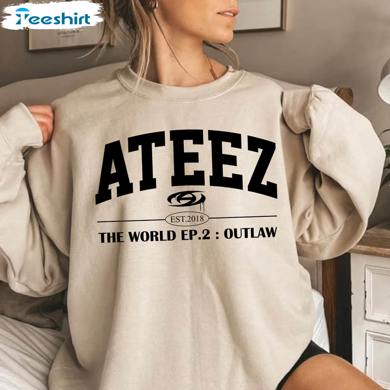 Ateez Outlaw The World Ep2 Shirt, Ateez World Tour Short Sleeve Crewneck