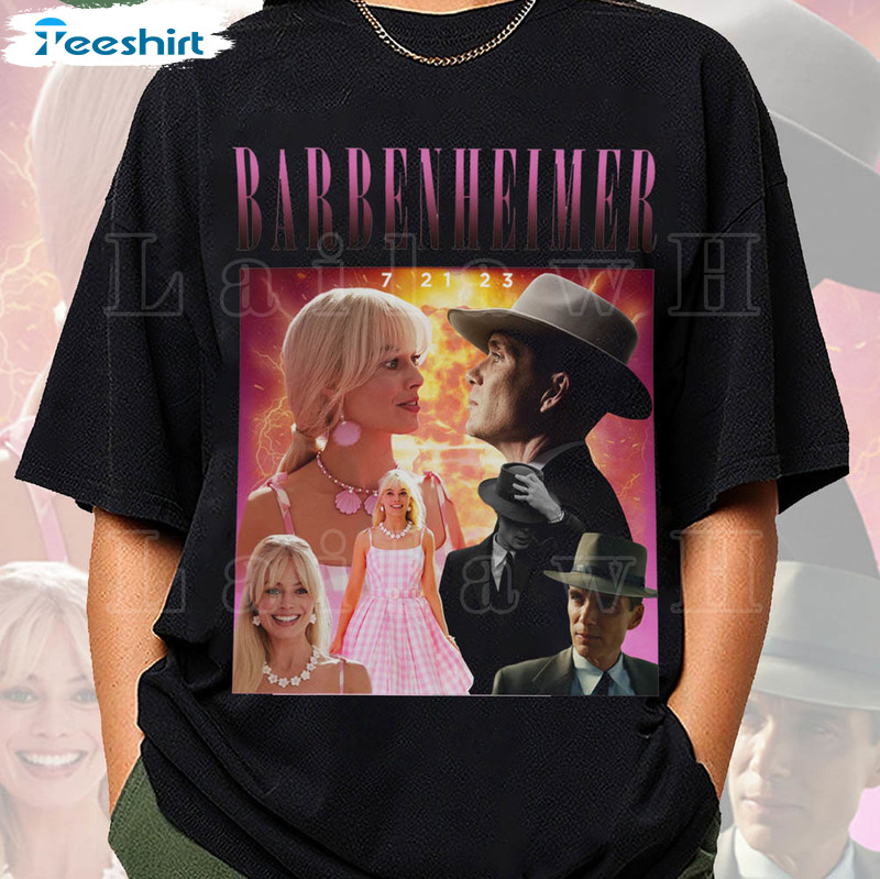 Barbenheimer 72123 Shirt, Barbie Vs Oppenheimer Short Sleeve Unisex Hoodie