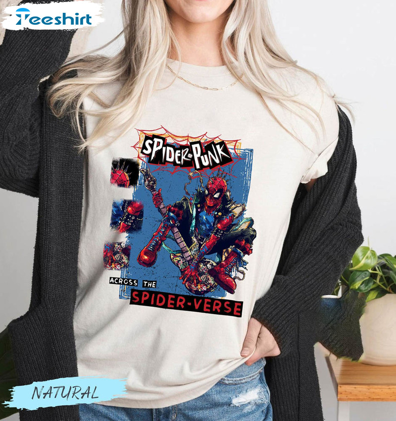 Retro Spider Punk Shirt, Spider Man Across The Spider Verse Tee Tops Sweatshirt