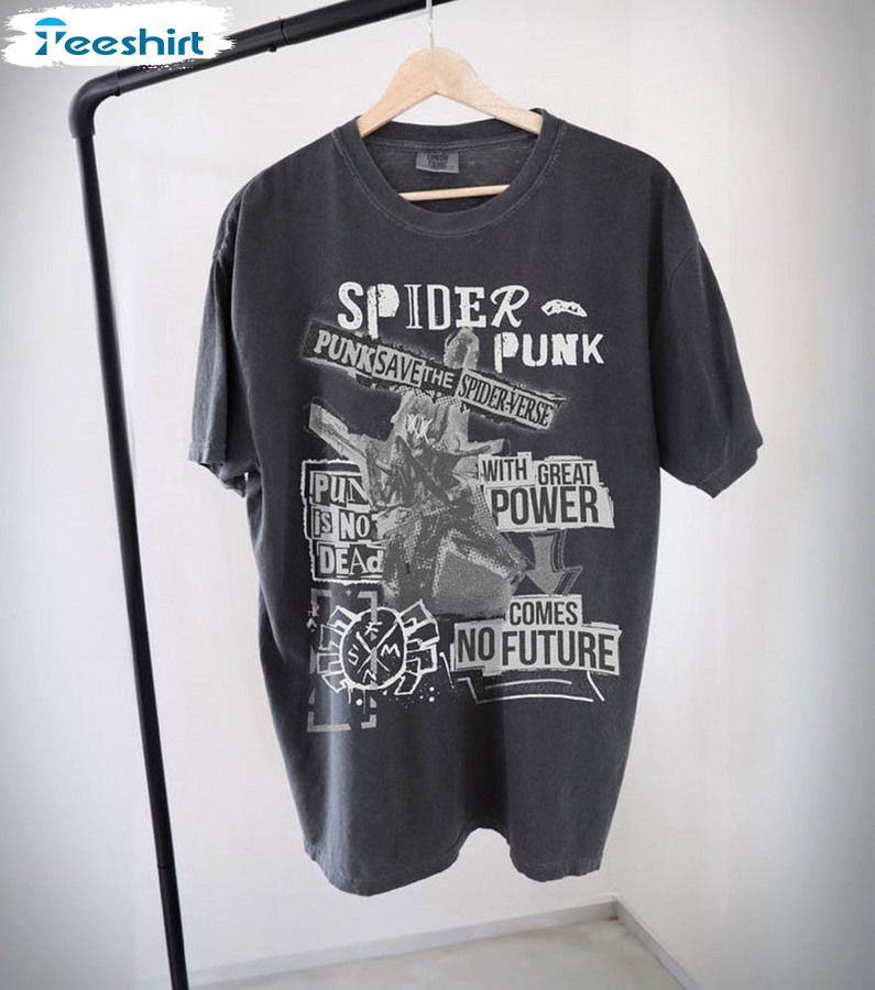 Vintage Styled Spider Punk Shirt, Spiderman Across The Spiderverse Short Sleeve Tee Tops