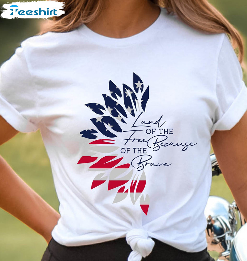 Land Of The Free Because Of The Brave America Shirt, America 1776 Short Sleeve Crewneck