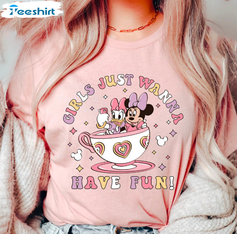 Disney Minnie Daisy Summer Shirt, Just Wanna Have Sun Disney Besties Unisex Hoodie Long Sleeve