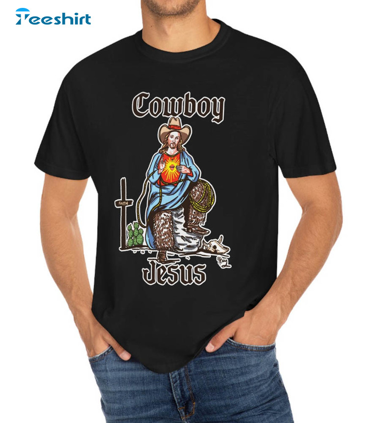 Cowboy Cowgirl Jesus Shirt, Vintage Crewneck Unisex Hoodie