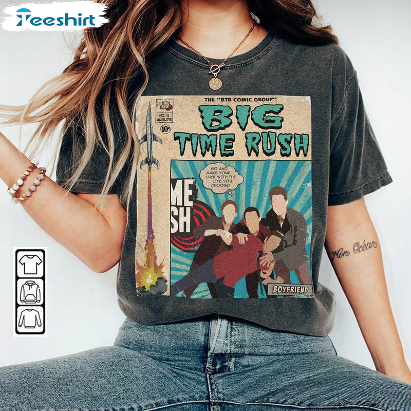 Big Time Rush Comic Shirt, Boyfriend Album Crewneck Short Sleeve