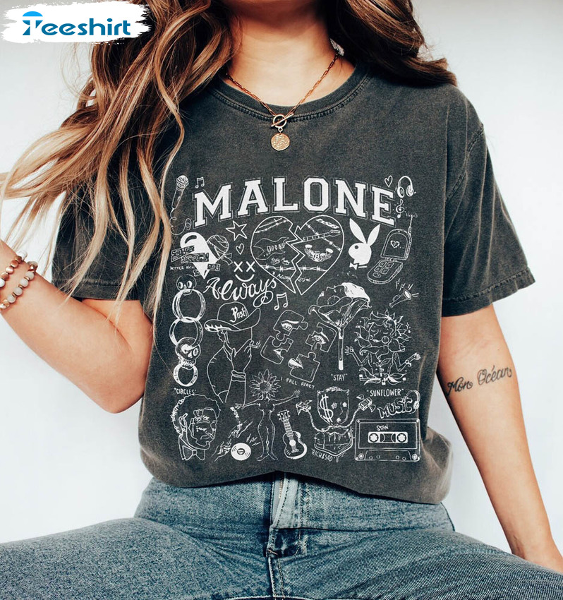 Comfort Post Malone Tour Shirt, Post Malone Album Lyrics Unisex Hoodie Crewneck