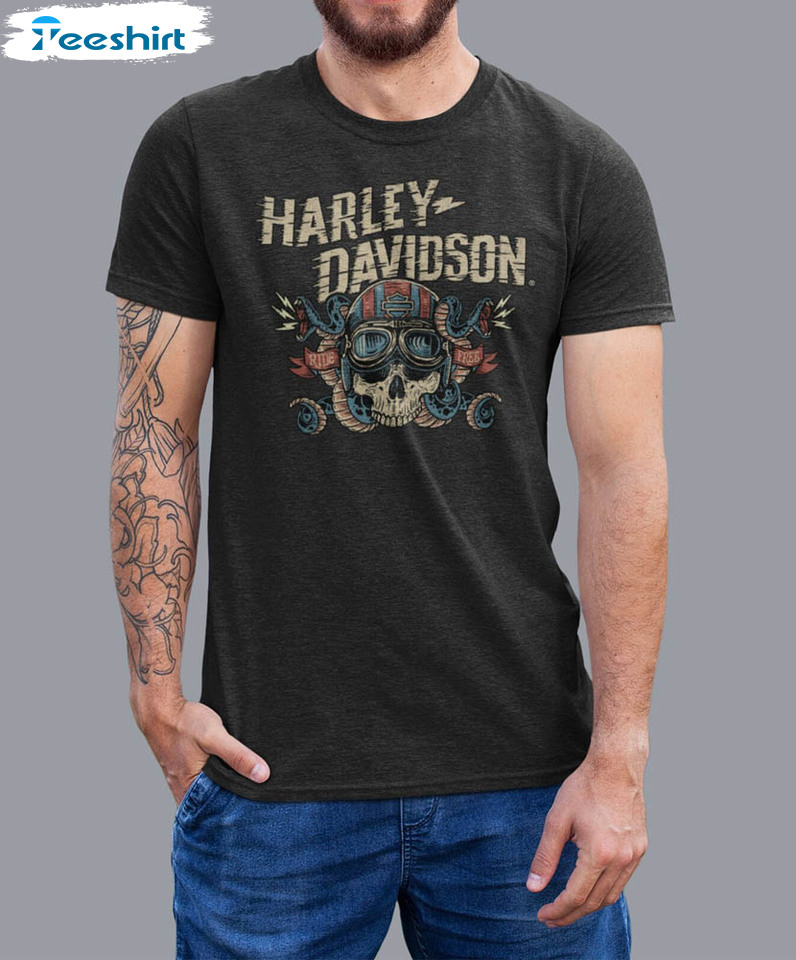 Harley Skull Cool Shirt, Harley Davidson Long Sleeve Crewneck