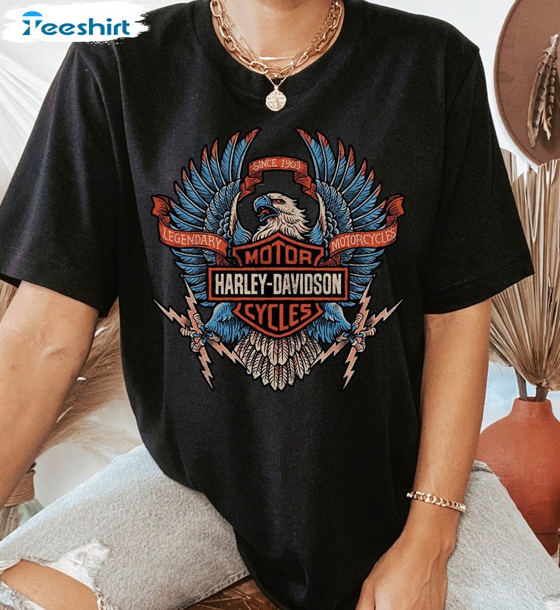 Harley Davidson Eagle Shirt, Bull Harley Davidson Biketoberfest Crewneck Tee Tops