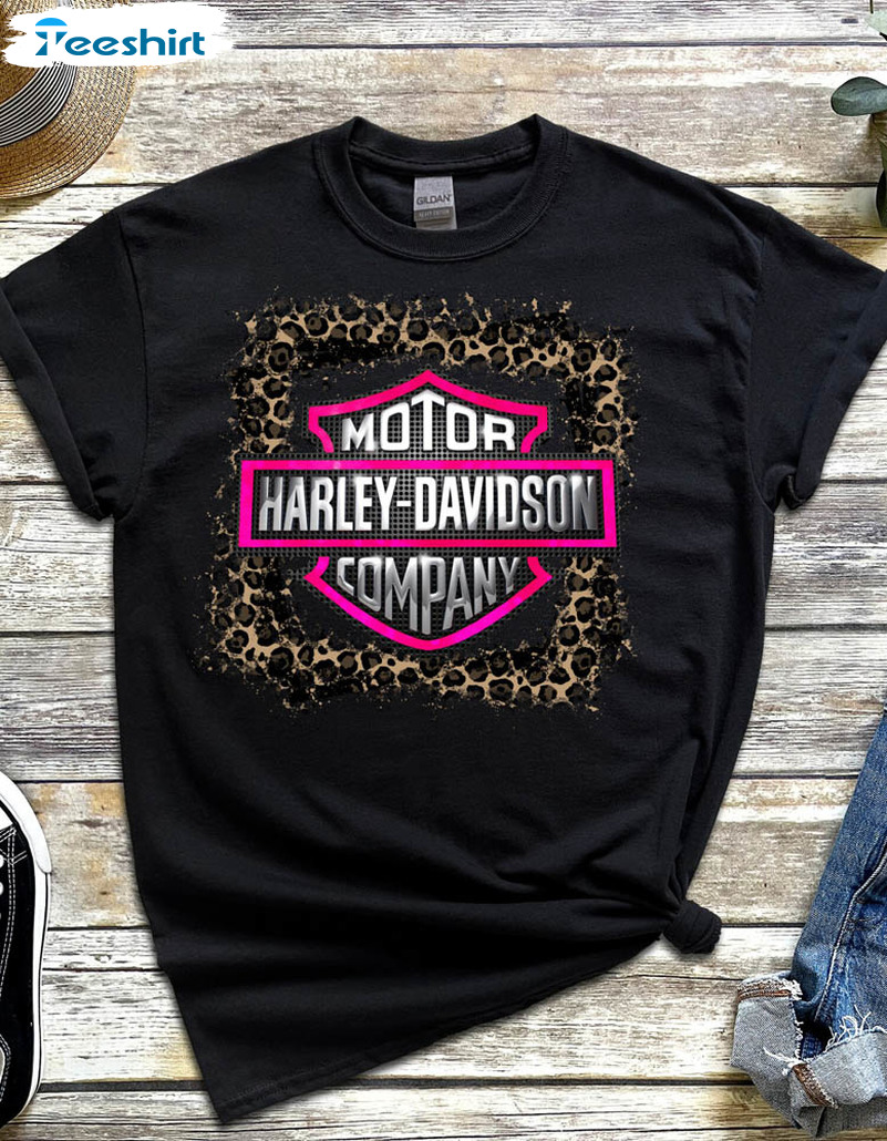 Harley Davidson Leopard Shirt, Harley Hair Dont Care Trendy Crewneck Tee Tops