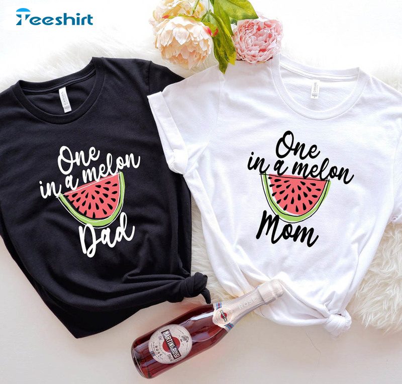 One In A Melon Mom Funny Shirt, Cute Watermelon Day Short Sleeve Long Sleeve