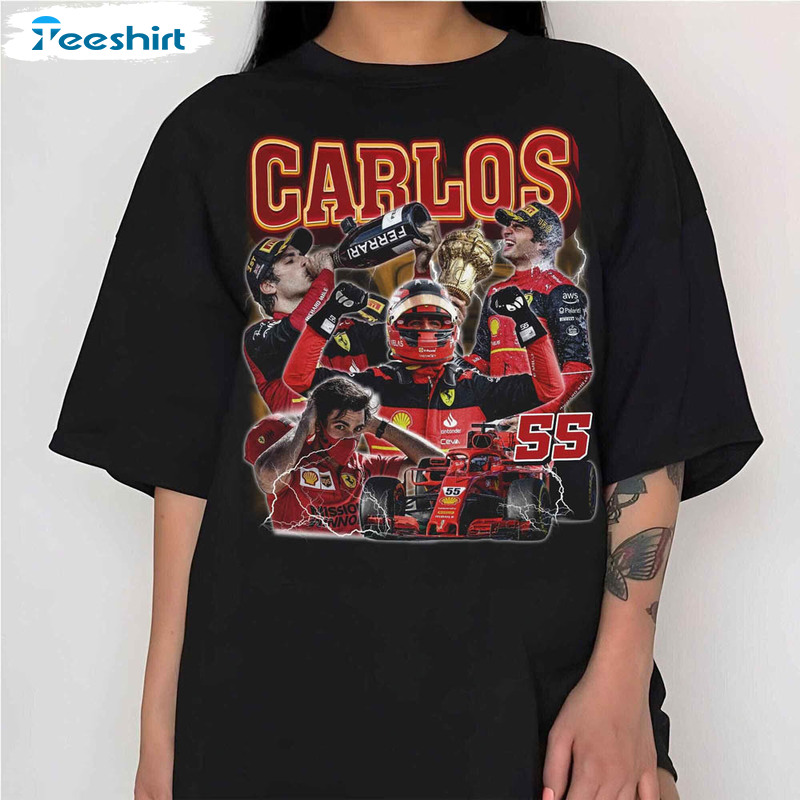 Carlos Sainz Formula 1 Shirt, Vintage Racing Short Sleeve Tee Tops