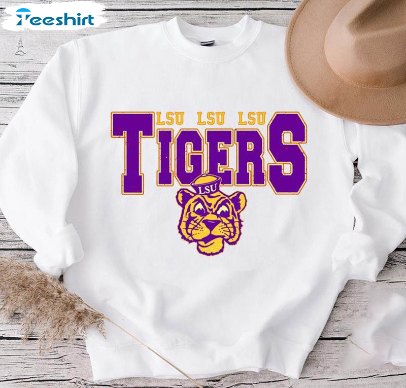 Vintage Lsu Tigers Shirt, Louisiana University Tee Tops Short Sleeve