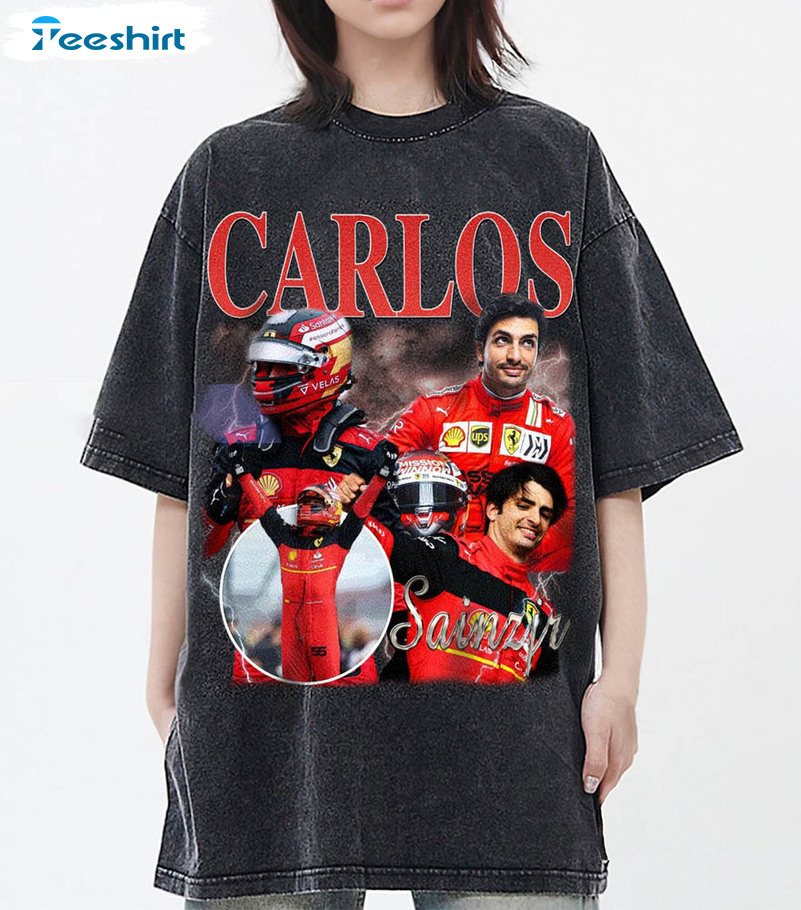 Carlos Sainz Jr Vintage Shirt, Retro Formula Racing F1 Tee Tops Short Sleeve