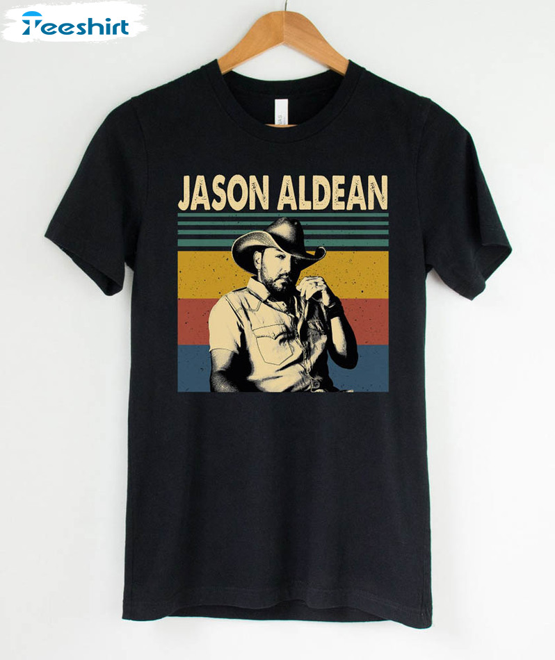 Jason Aldean Retro Shirt, Music Trendy Short Sleeve Sweatshirt