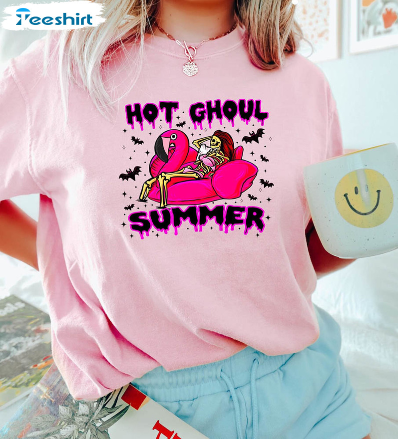 Hot Ghoul Summer Shirt, Skeleton Summer Long Sleeve Unisex Hoodie