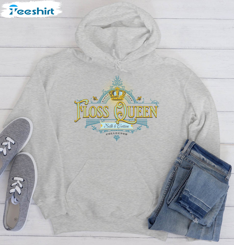 Floss Queen Shirt, Cross Stitch Long Sleeve Unisex Hoodie