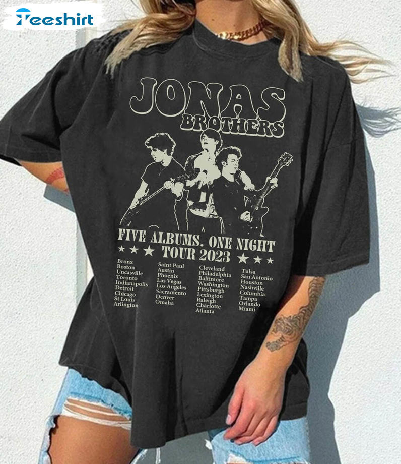 Jonas Brothers Tour Shirt, Retro Five Albums Tee Tops Unisex Hoodie