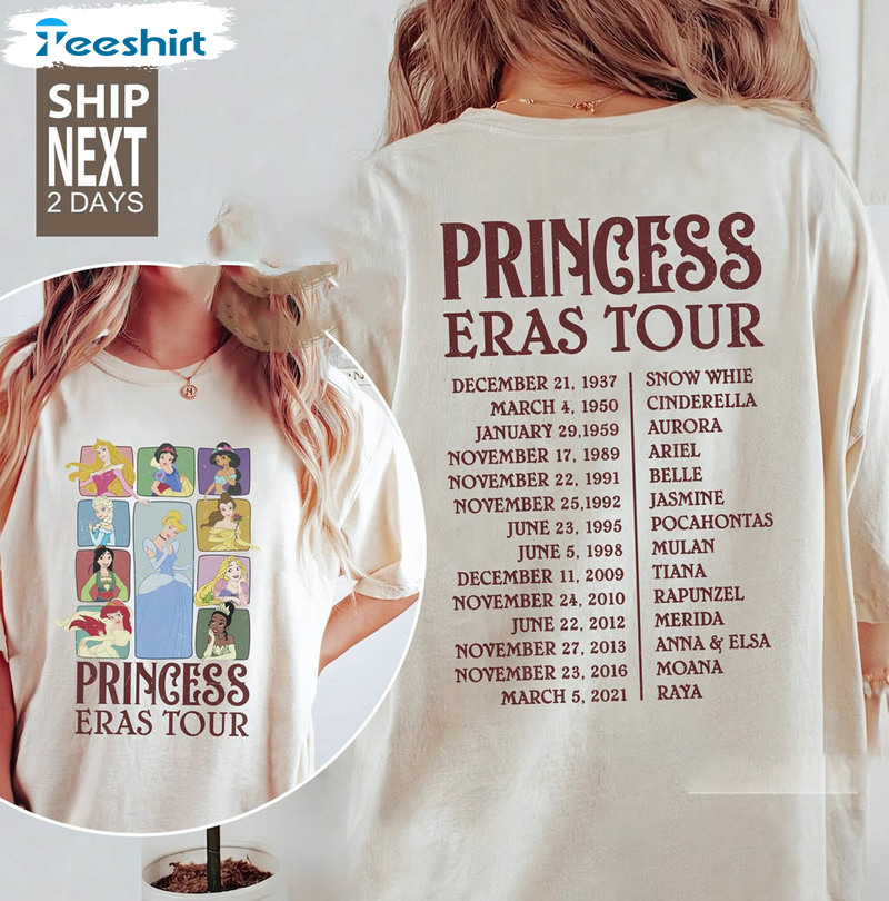 Princess Eras Tour Shirt, Disney Princess Tee Tops Long Sleeve