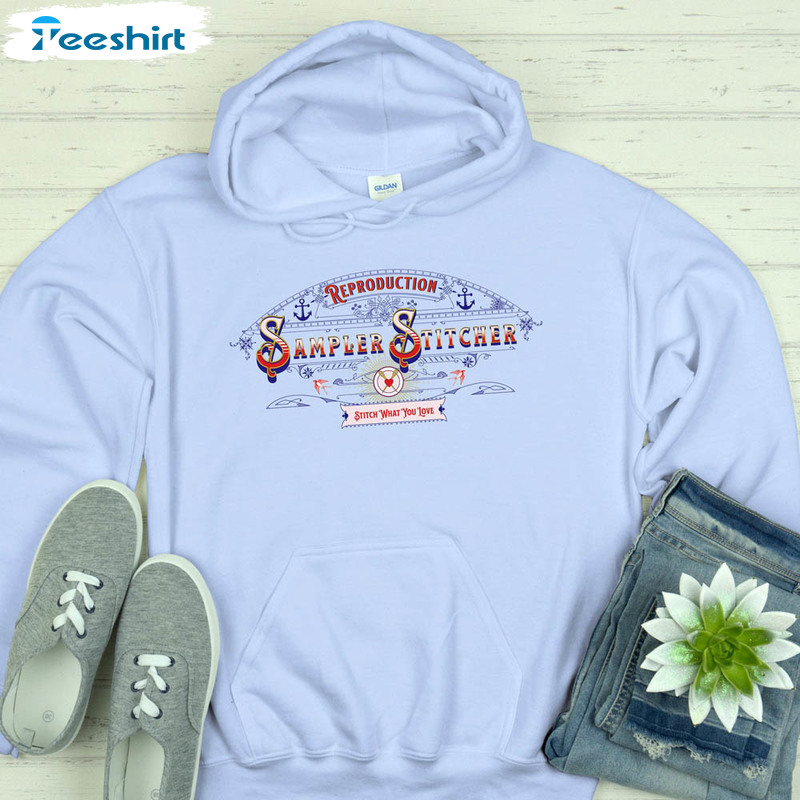 Reproduction Sampler Stitcher Shirt, Trendy Long Sleeve Short Sleeve