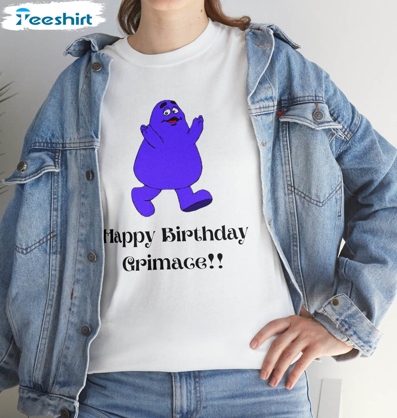 Happy Birthday Grimace Shirt, Mcdonalds Grimace Meme Tee Tops Short Sleeve