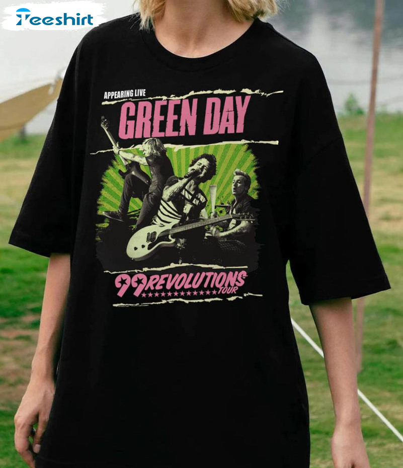 Green Day 99 Revolutions Shirt, Green Day Concert Short Sleeve Tee Tops