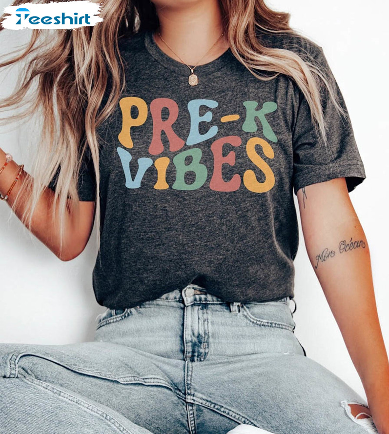 Pre K Vibes Vintage Shirt, Preschool Teacher Long Sleeve Unisex Hoodie