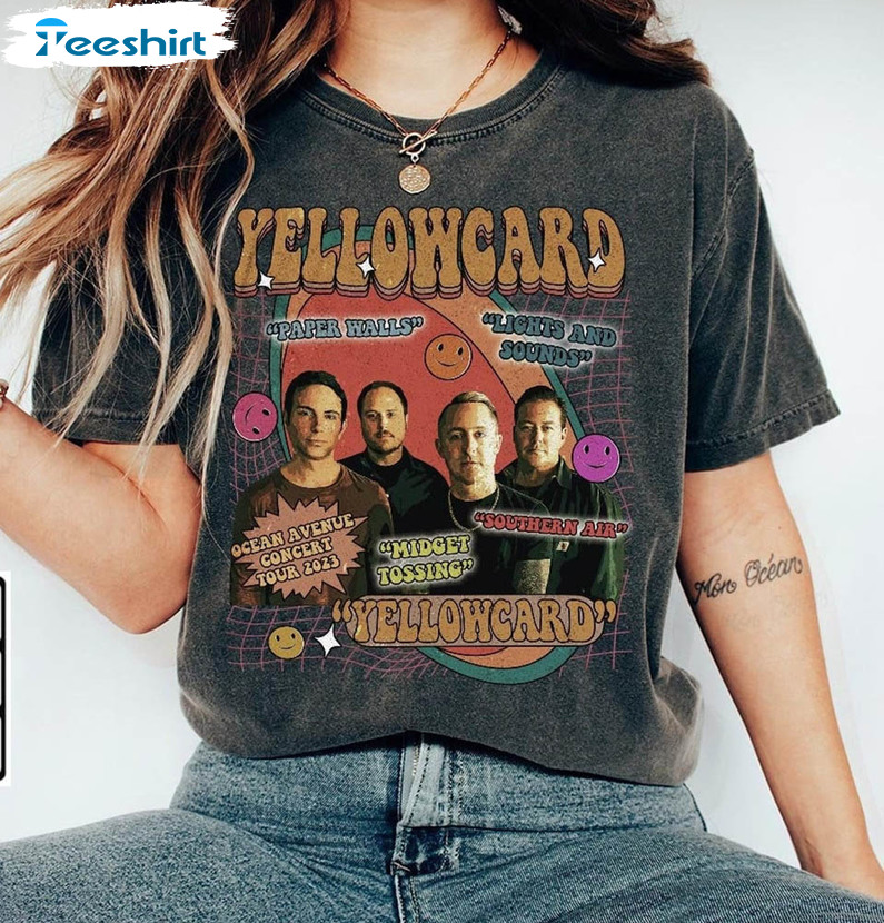 Yellowcard Music Shirt , Ocean Avenue Tour 2023 Unisex Hoodie Crewneck