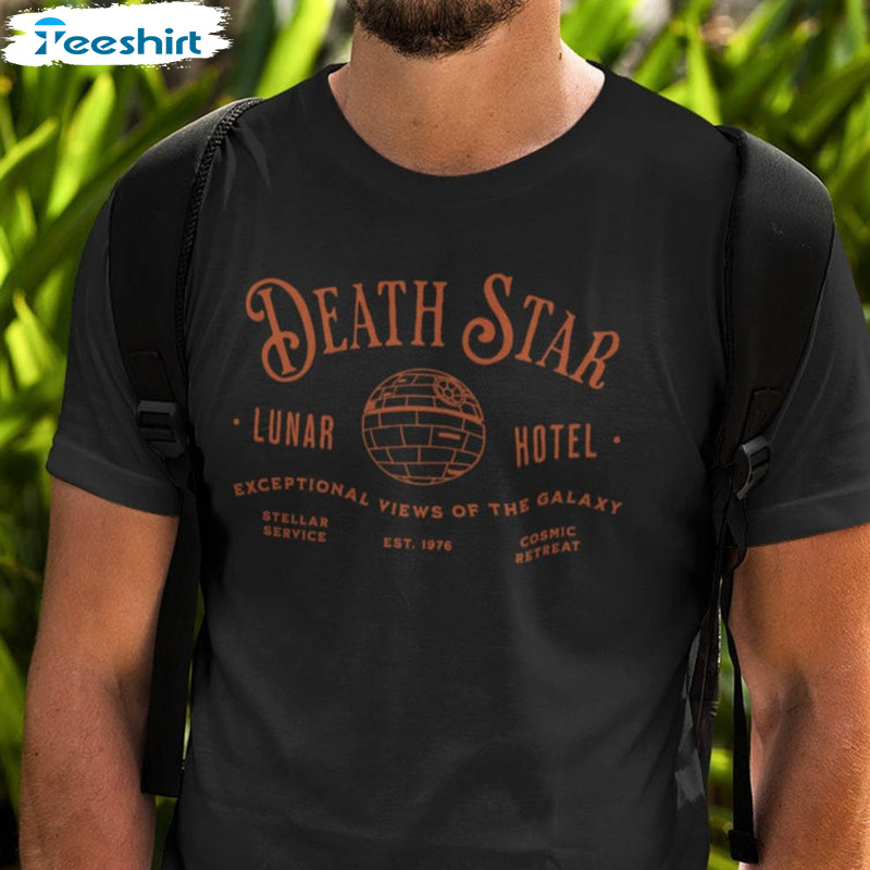 Death Star Lunar Hotel Shirt, Star Wars Crewneck Unisex T-shirt