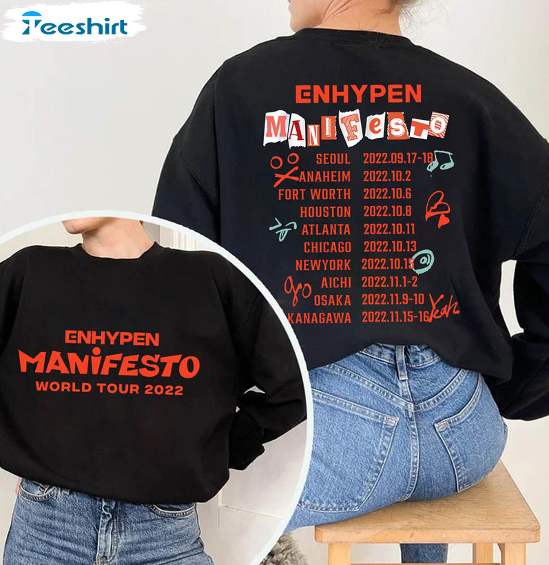 Enhypen World Tour Shirt, Enhypen Manifesto Sweatshirt Short Sleeve