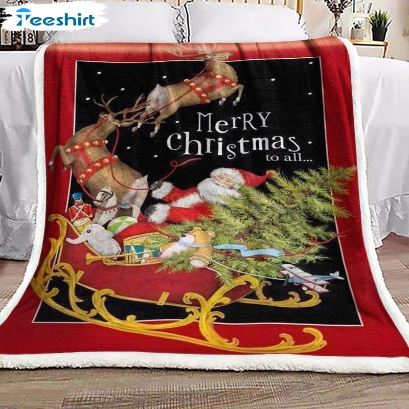 Santa Claus Reindeer Blanket, Christmas Red Blanket For Boys &Girls Gift Ideas