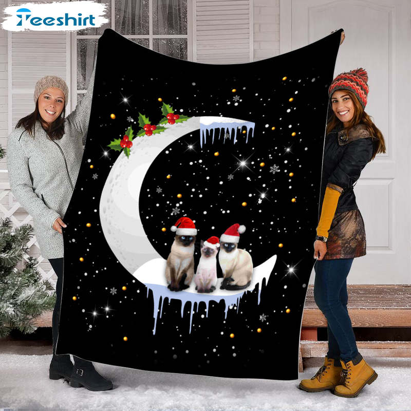 Cat And Moon Blanket, Christmas Night Star Microfiber Plush Blanket Gifts For Men Women