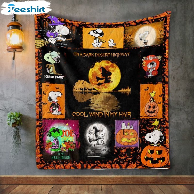 Cool Snoopy Halloween Blanket, Halloween Bat And Pumpkin Pattern Lightweight Fuzzy Cozy Warm Throw Blanket