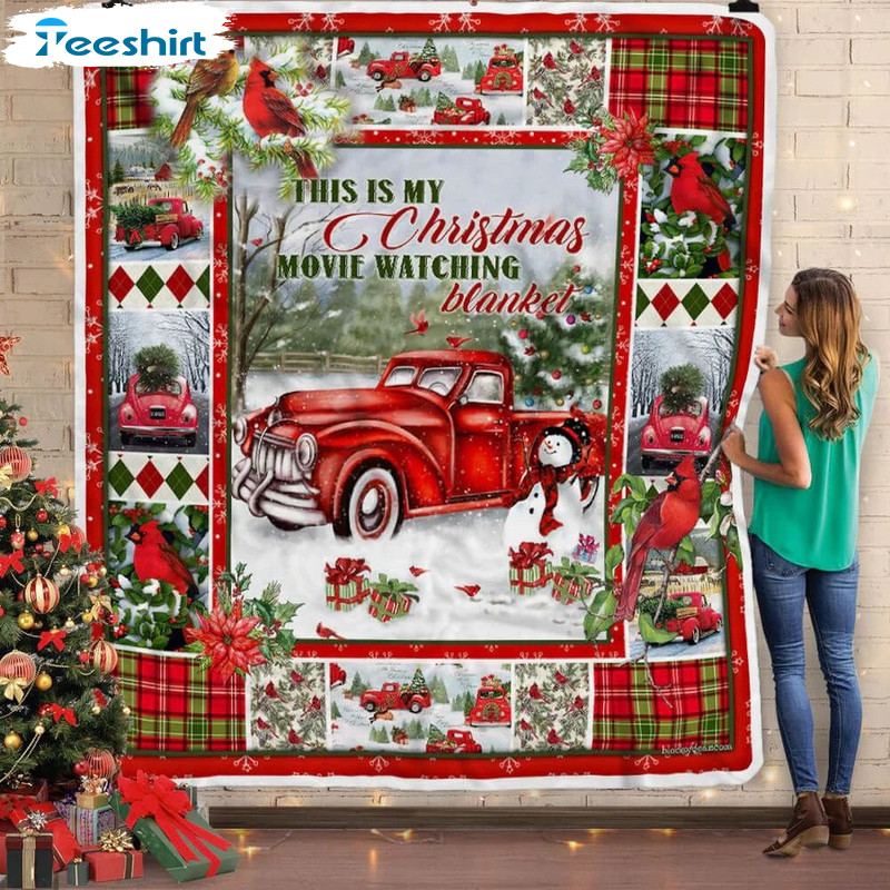 Truck Snowman Christmas Blanket, Cardinal Christmas Blanket Throw Comfort Warmth Soft Cozy