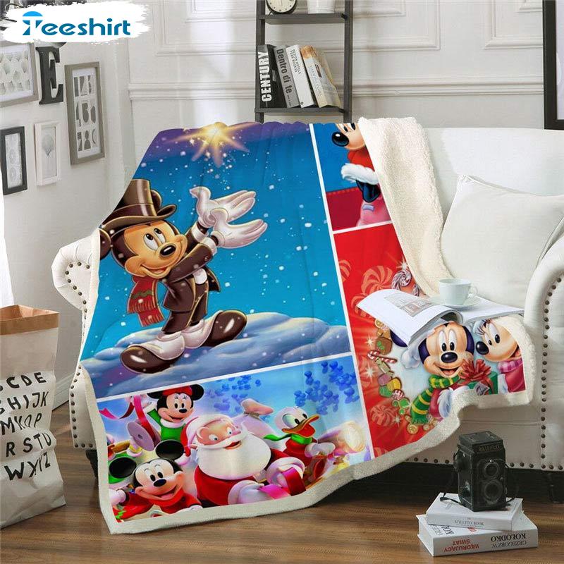 Micky Mouse Christmas Blanket, Disney Cartoon Warm Cozy Fuzzy Throw Blanket For Bed And Couch