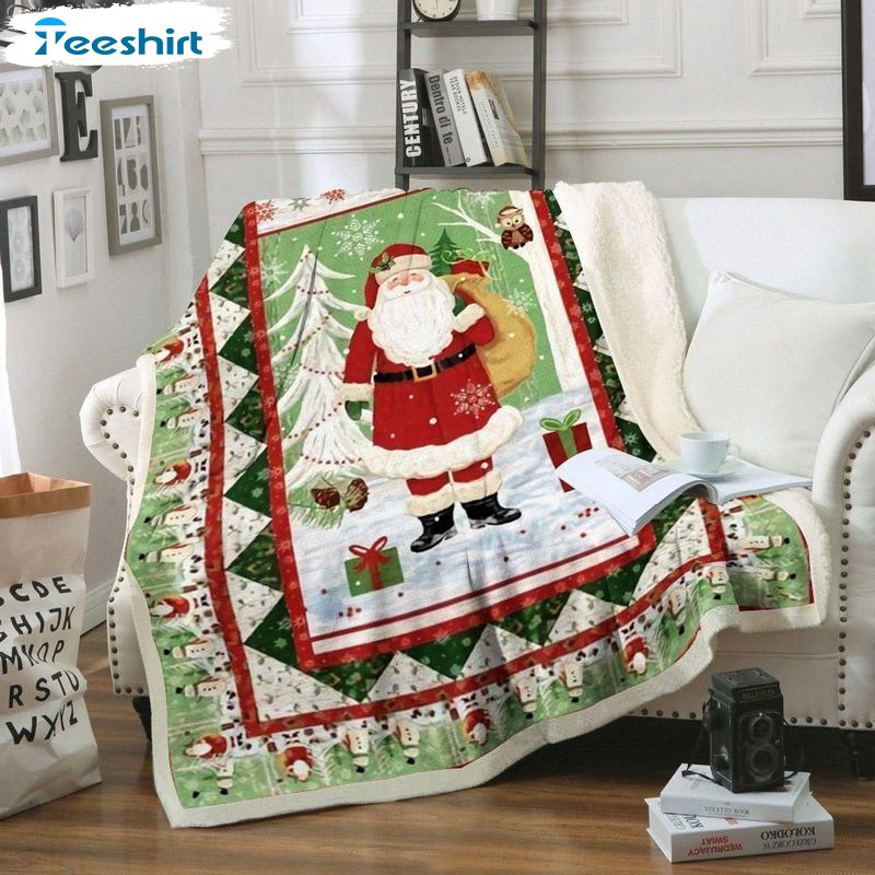Santa Claus With Gifts Blanket, Christmas Tree Super Soft Cozy Warm Blanket For Couch Chair Bed Sofa Office